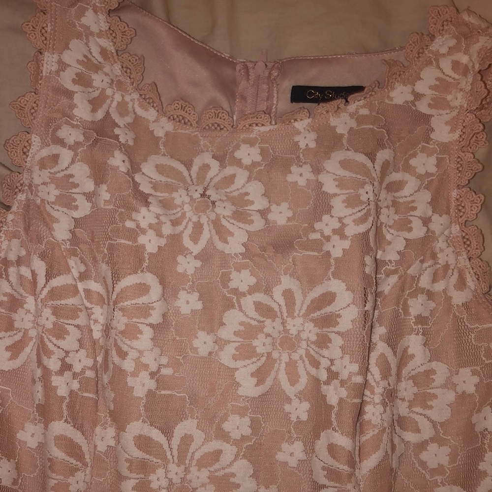 pink and white lace dress